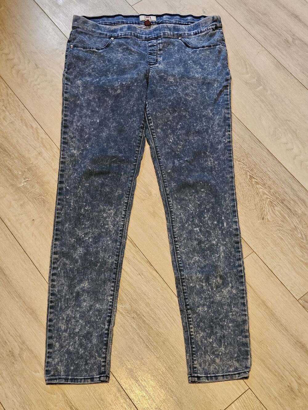 L.E.I. Leona Denim Jeggings Blue Acid-washed Pull-on Stretch Jeans Women's Large